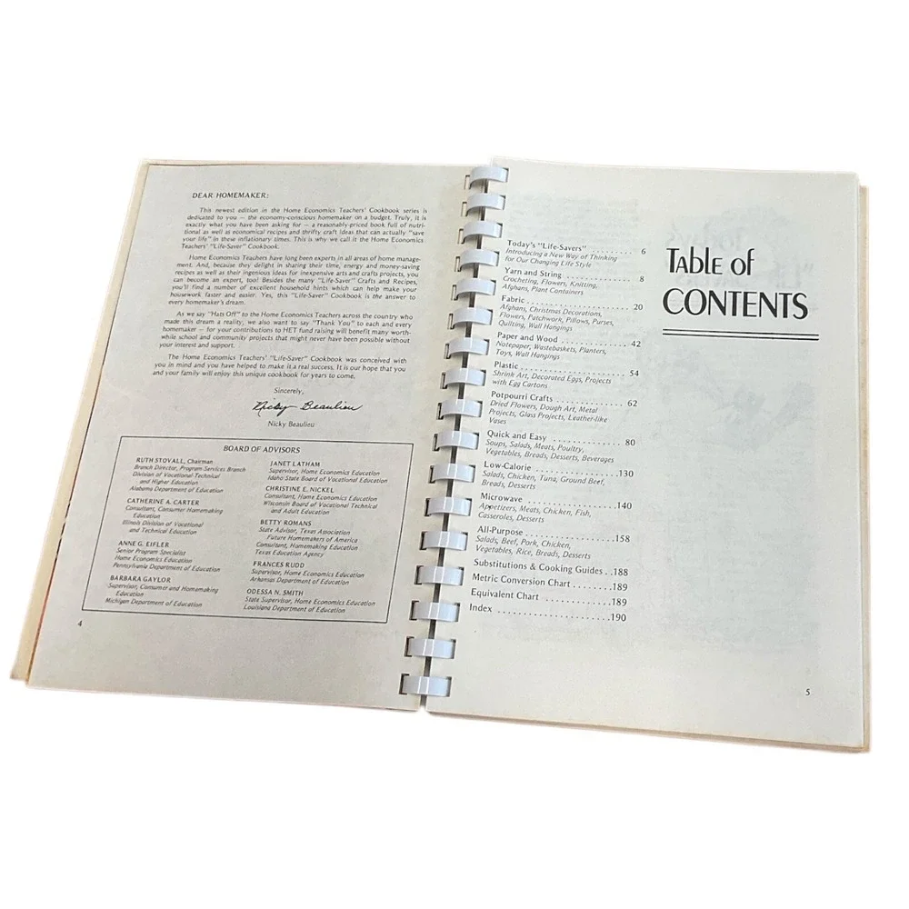 Life-Saver Cookbook Home Economics Teachers Favorites 1976 Spiral Bound‎ Recipes